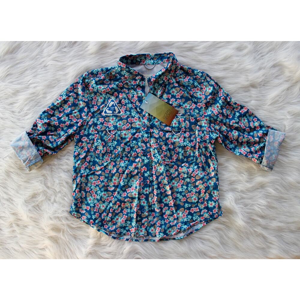 NWT Ocean Coast Button Down Shirt Girls Youth Medium (8-10)